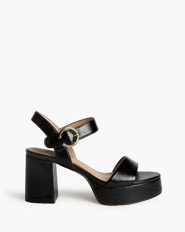 Sandalia Tacón Ancho y Plataforma Negro Corina Modelo M5360