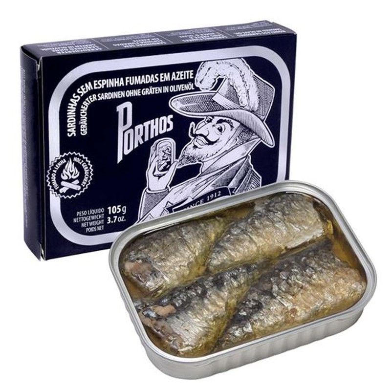 Sardina Sin Espina Ahumada en Aceite Oliva Porthos Conserva Portuguesa 105g