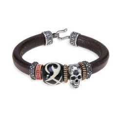 SB026X Pulsera Plata de Palo Skull calavera Severny bronce y resina