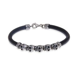 SB076A Pulsera  unisex SKULL Plata de Palo calaveras de plata discreta elegante y moderna