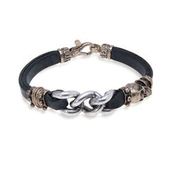 SB096X Pulsera Plata de Palo Skull de hombre vintage