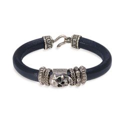 SB099X Pulsera PLATA DE PALO Skull SB099X hombre cuero