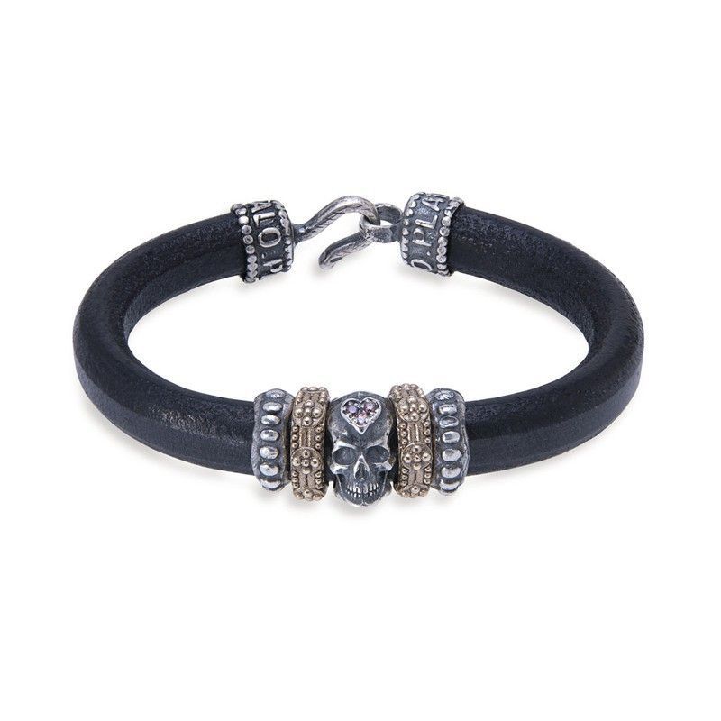 SB100X Pulsera PLATA DE PALO Skull SB100X de hombre calavera