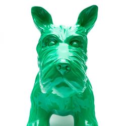 Schnauzer de poliresina verde, 38x18x31 cm