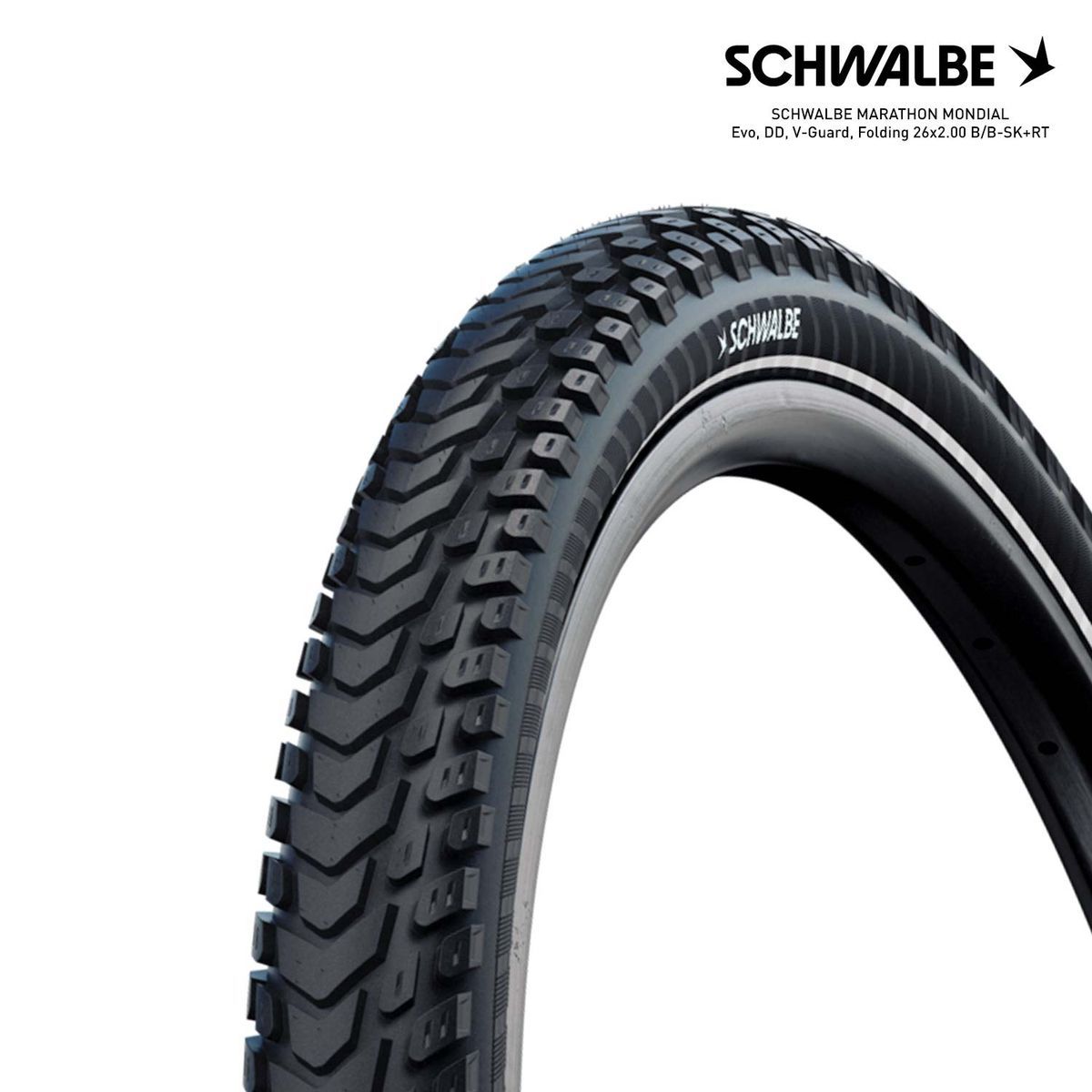 SCHWALBE MARATHON MONDIAL Evo, DD, V-Guard, Folding 26x2.00 B/B-SK+RT