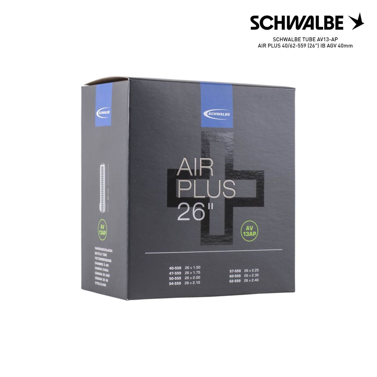 SCHWALBE TUBE AV13-AP AIR PLUS 40/62-559 (26") IB AGV 40mm