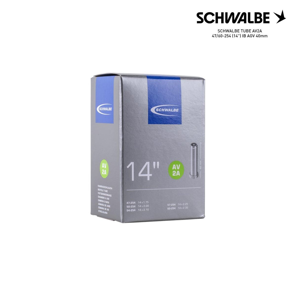 SCHWALBE TUBE AV2A 47/60-254 (14") IB AGV 40mm