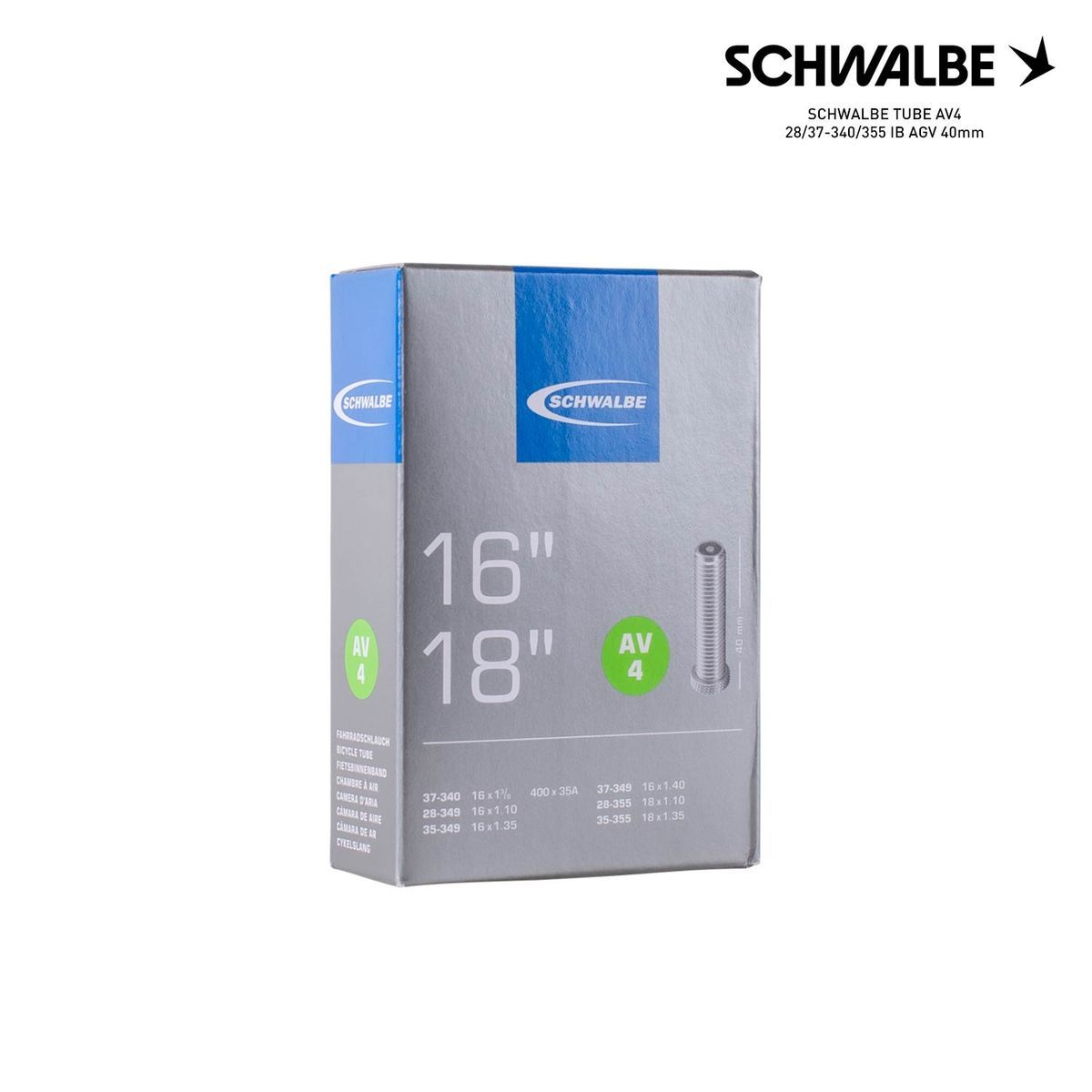 SCHWALBE TUBE AV4 28/37-340/355 IB AGV 40mm