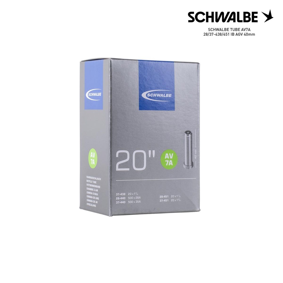 SCHWALBE TUBE AV7A 28/37-438/451 IB AGV 40mm