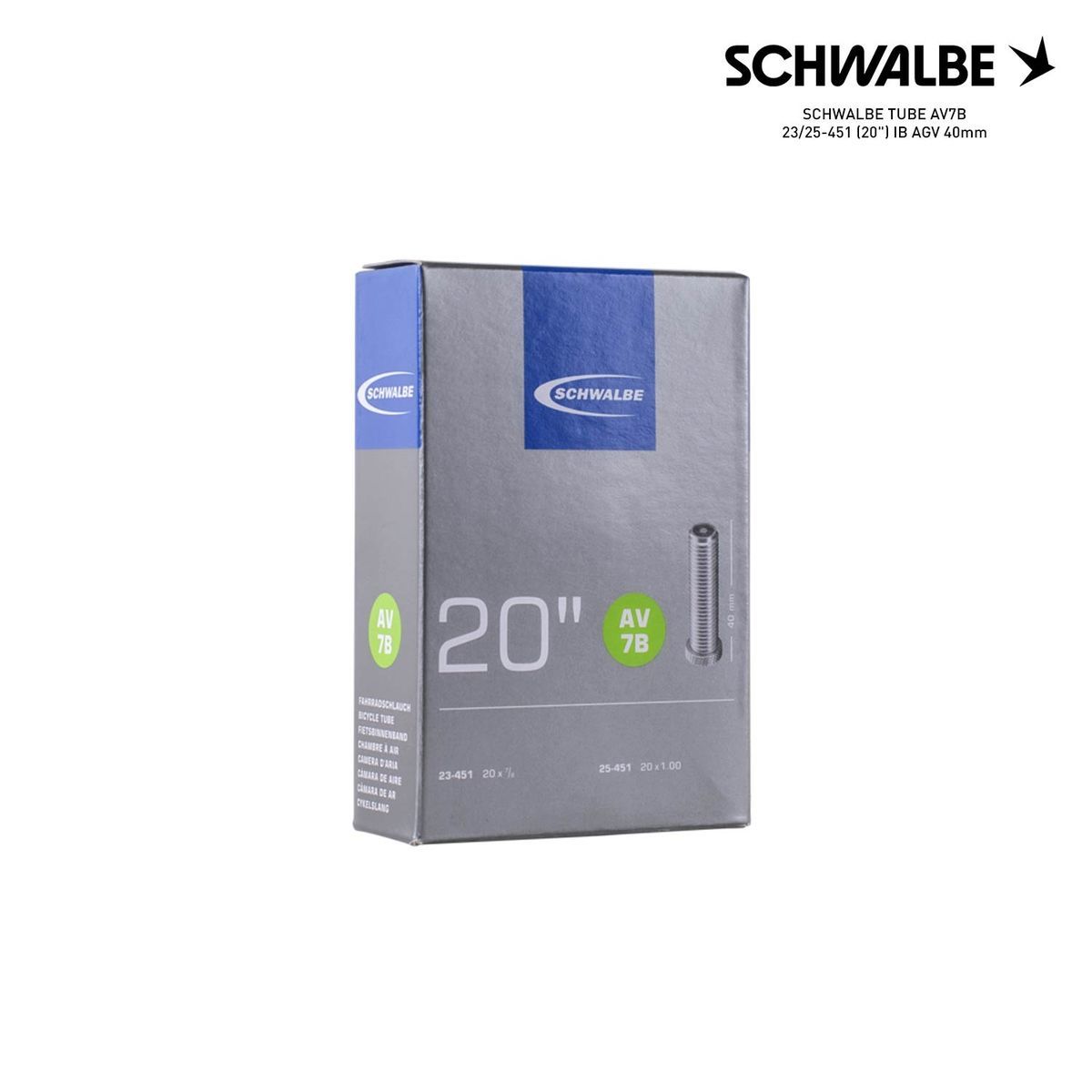 SCHWALBE TUBE AV7B 23/25-451 (20") IB AGV 40mm
