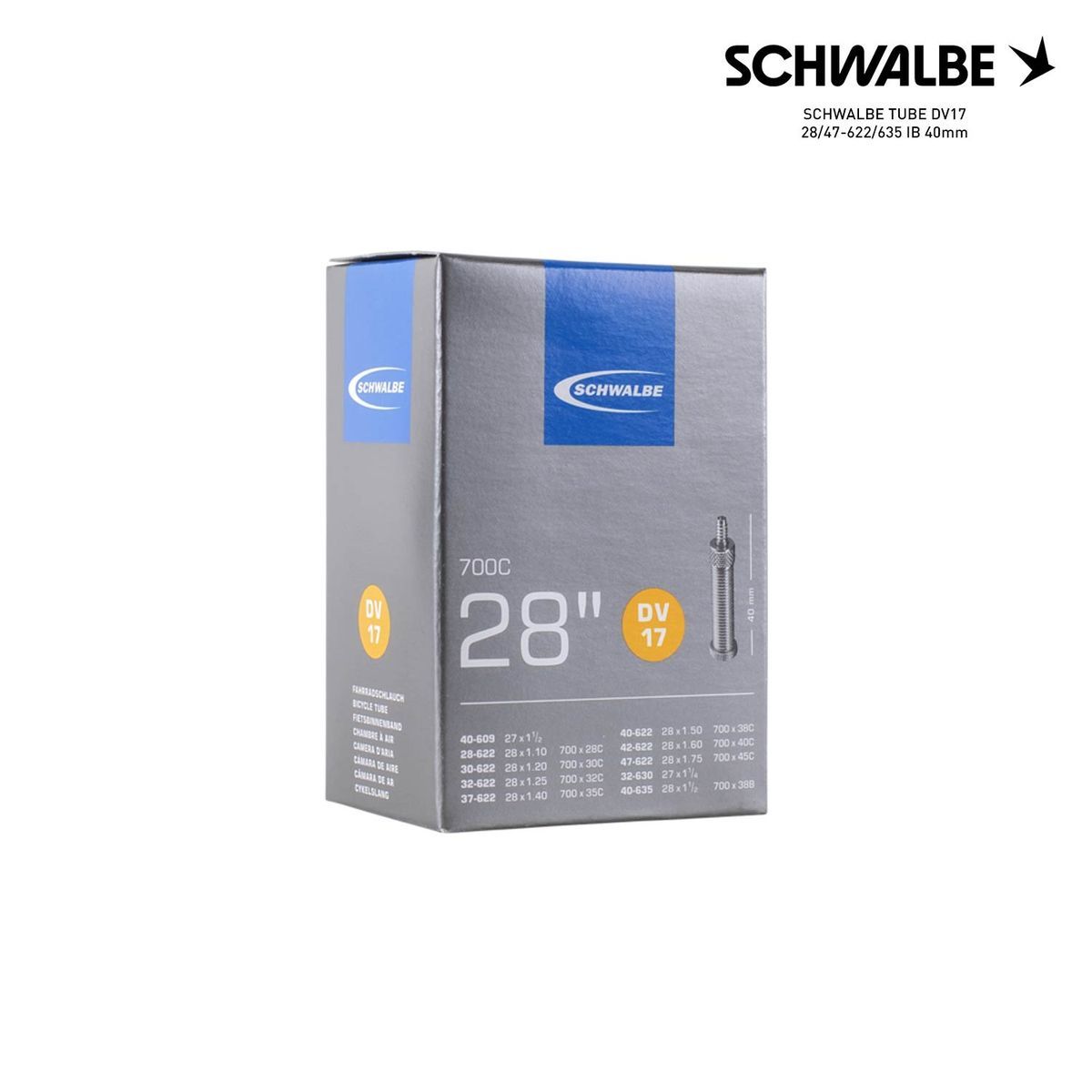 SCHWALBE TUBE DV17 28/47-622/635 IB 40mm