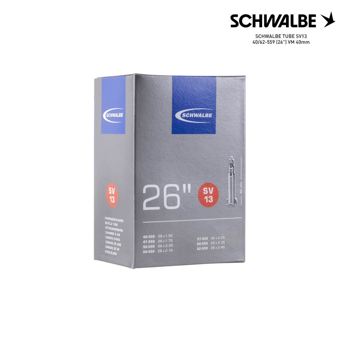 SCHWALBE TUBE SV13 40/62-559 (26") VM 40mm