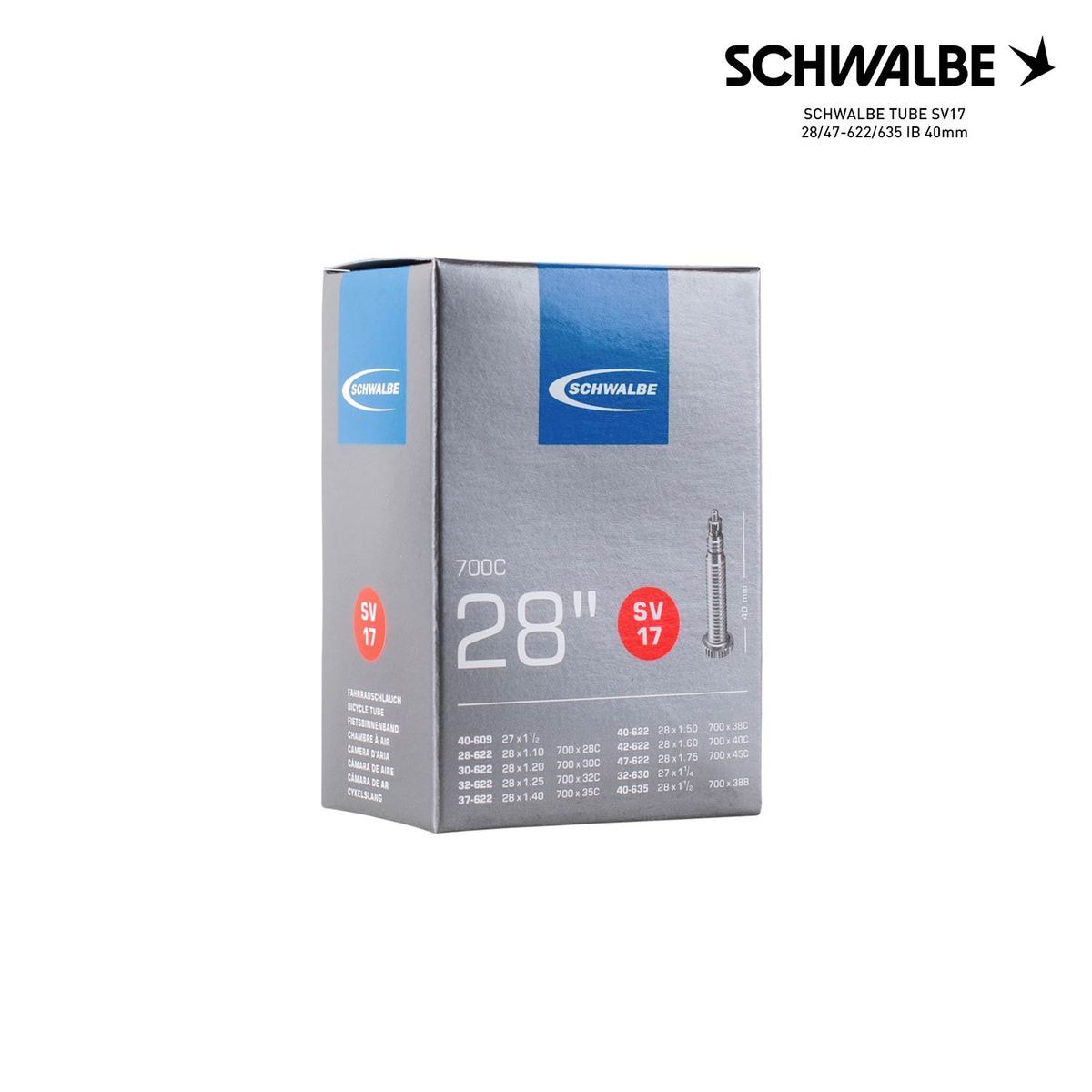 SCHWALBE TUBE SV17 28/47-622/635 IB 40mm