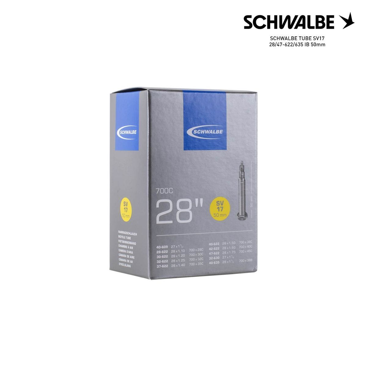SCHWALBE TUBE SV17 28/47-622/635 IB 50mm