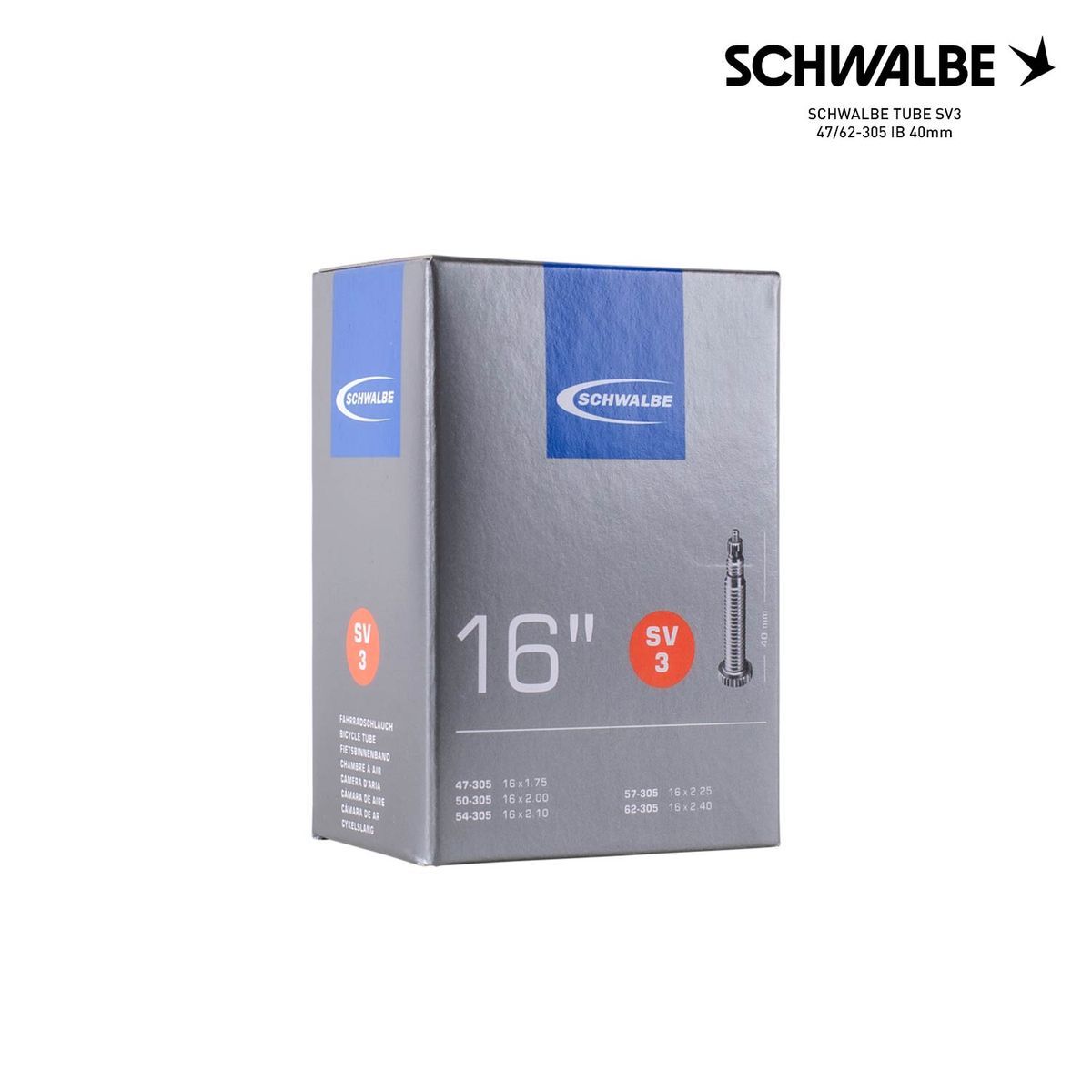 SCHWALBE TUBE SV3 47/62-305 IB 40mm