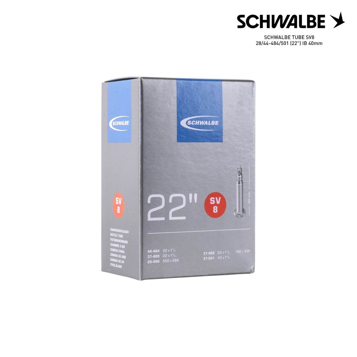 SCHWALBE TUBE SV8 28/44-484/501 (22") IB 40mm