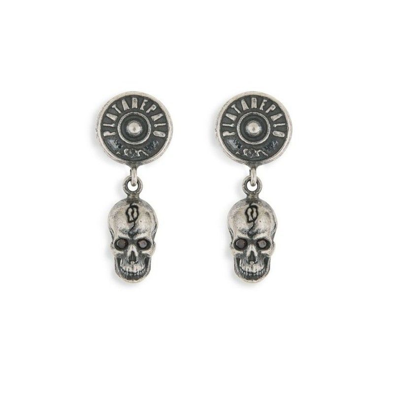 SE002X Pendientes Plata de Palo Skull