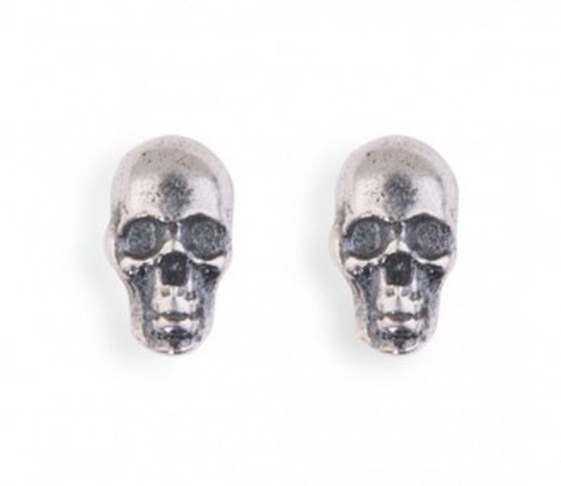 SE003X Pendientes Plata de Palo SKULL unisex calaveras en plata de ley 925