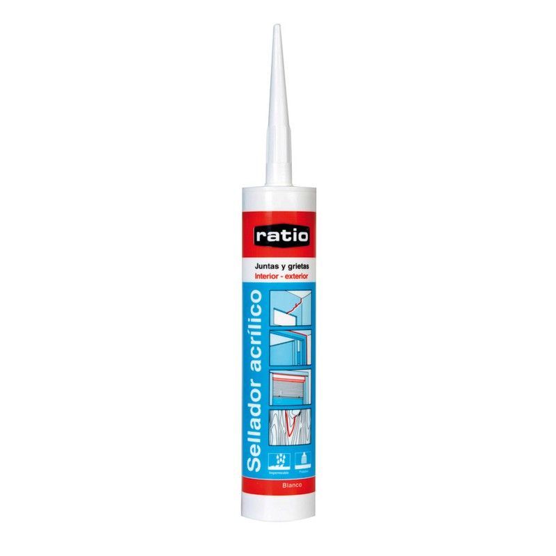 Sellador acrílico elastoplástico RATIO. Sellador Acrílico Ratio Blanco. 300 Ml