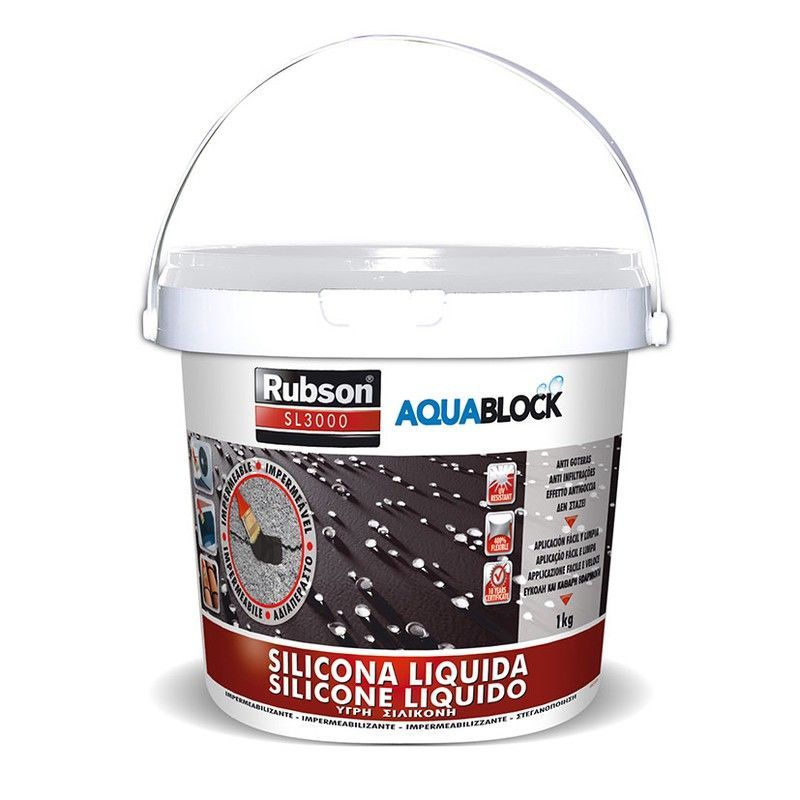 Sellador silicona líquida HENKEL Rubson SL 3000. Silicona Líquida Aquablock  1 Kg.Blanca