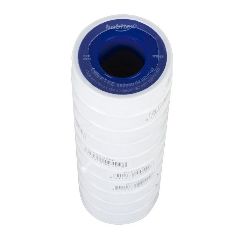 Sellador tuberías HABITEX. Cinta Ptfe Para Juntas 12Mmx12M.