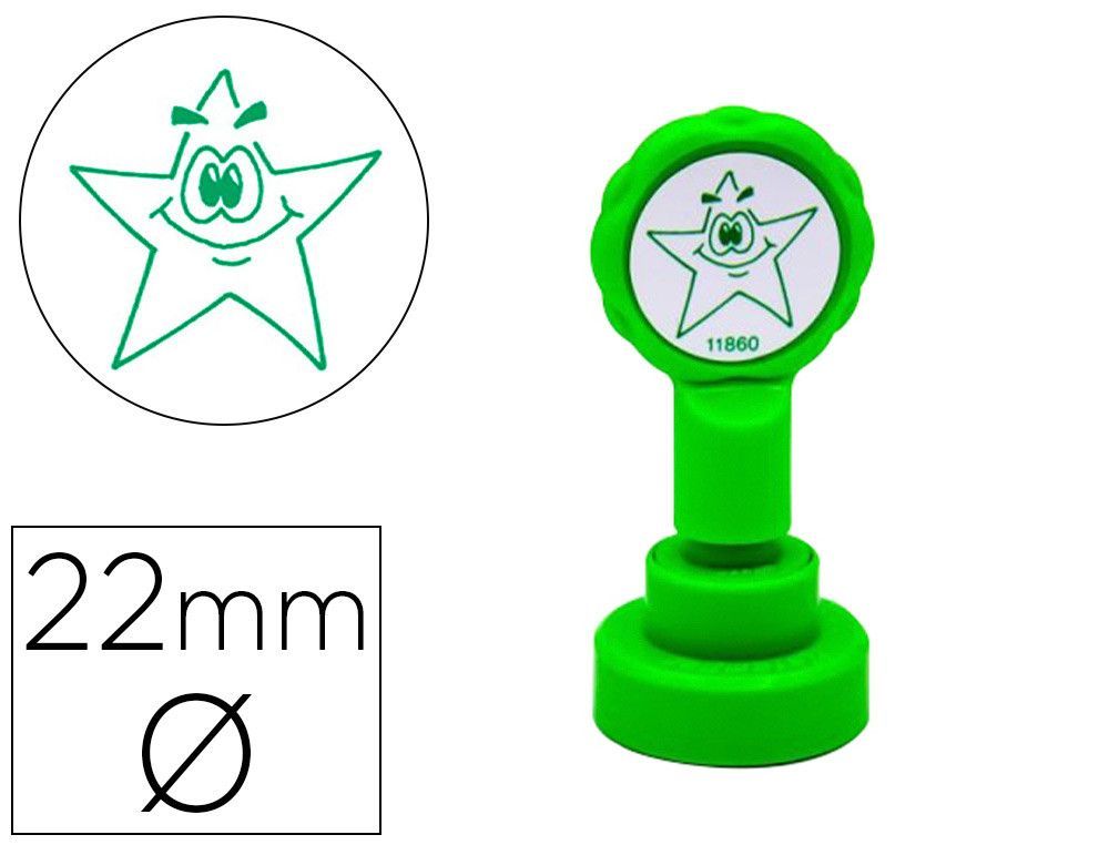 Sello artline emoticono estrella color verde 22 mm diametro