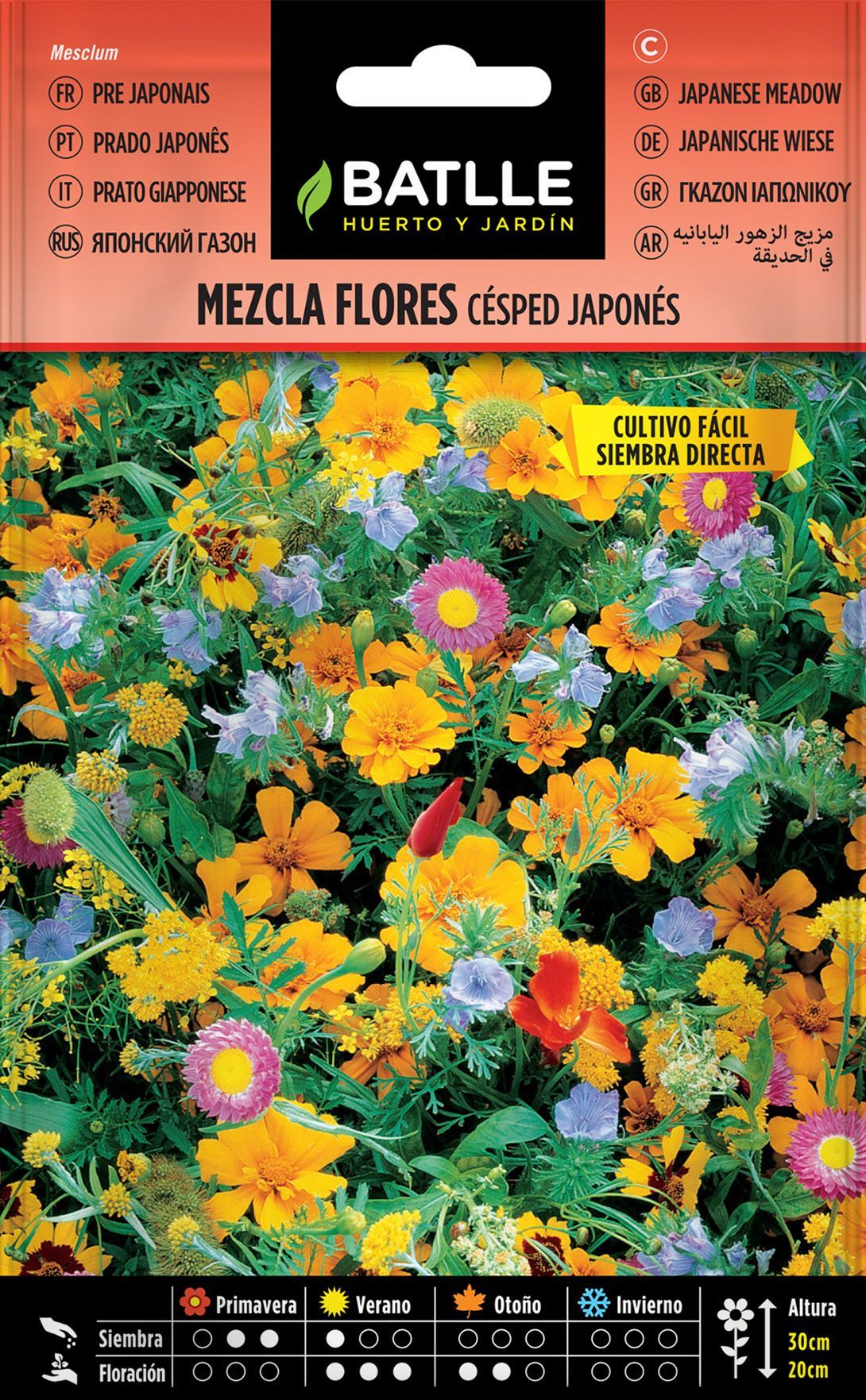 Semilla de mezcla de flores césped japonés, mesclum.