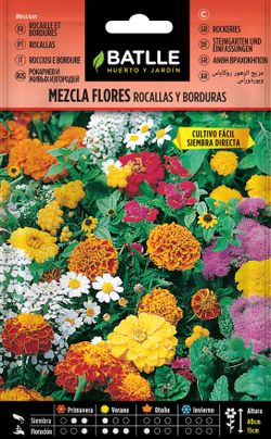 Semilla de mezcla de flores para rocallas y borduras, mistura floreiras e guarniçoes, mesclum