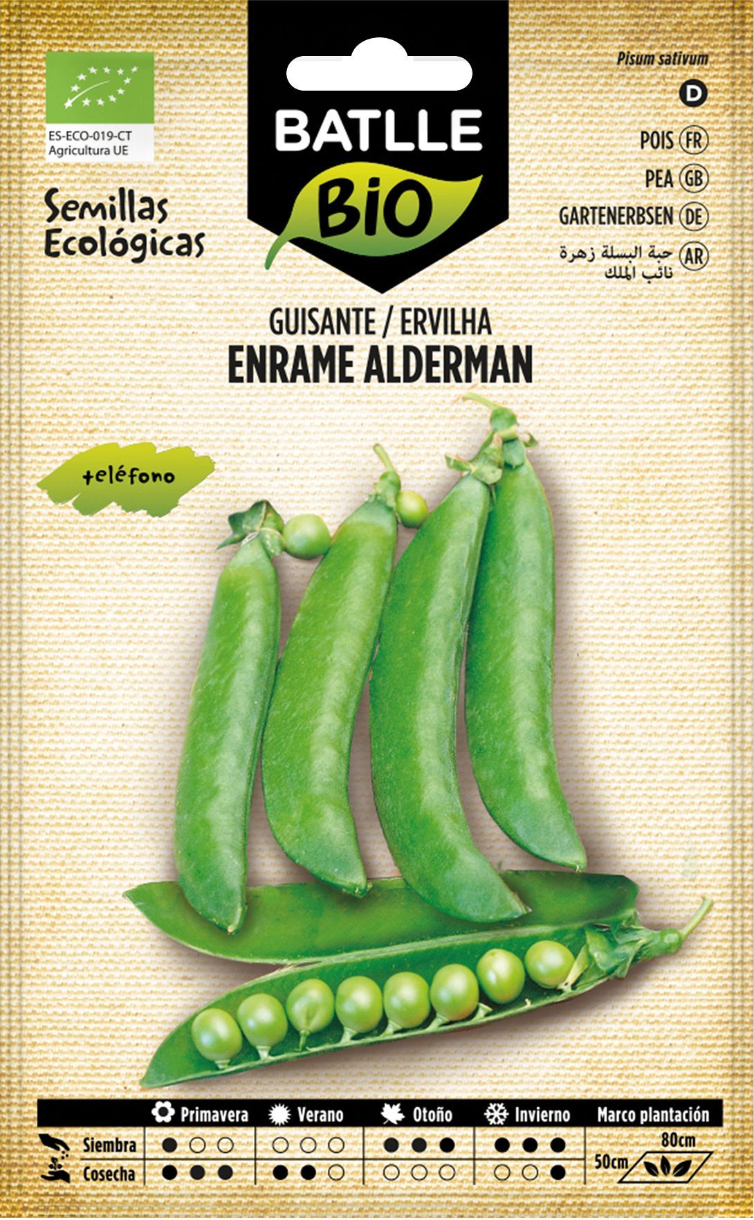 Semilla ecológica de guisante alderman