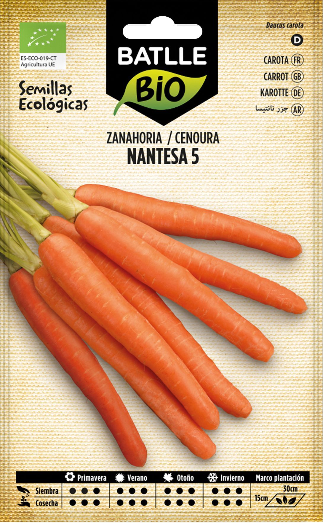 Semilla ecológica de zanahoria nantesa 5, cenoura
