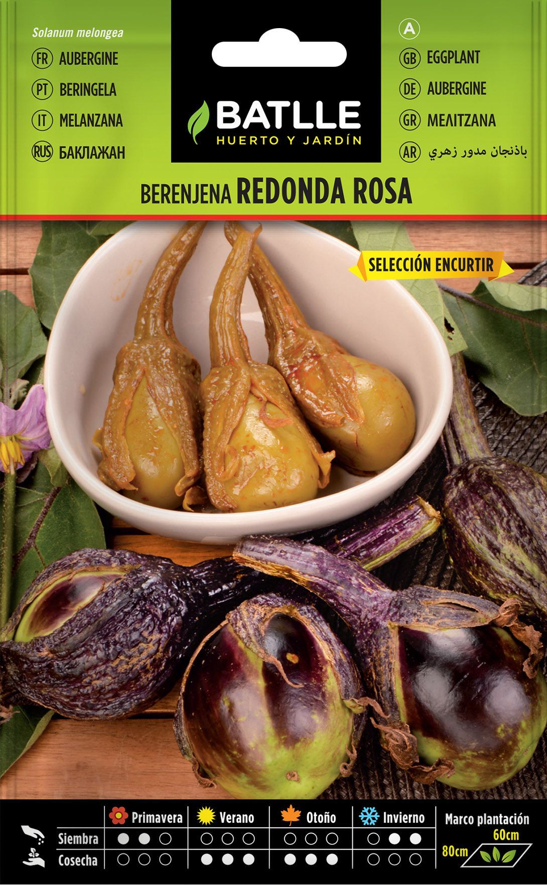 Semilla hortícola de berenjena redonda rosa sel. encurtir
