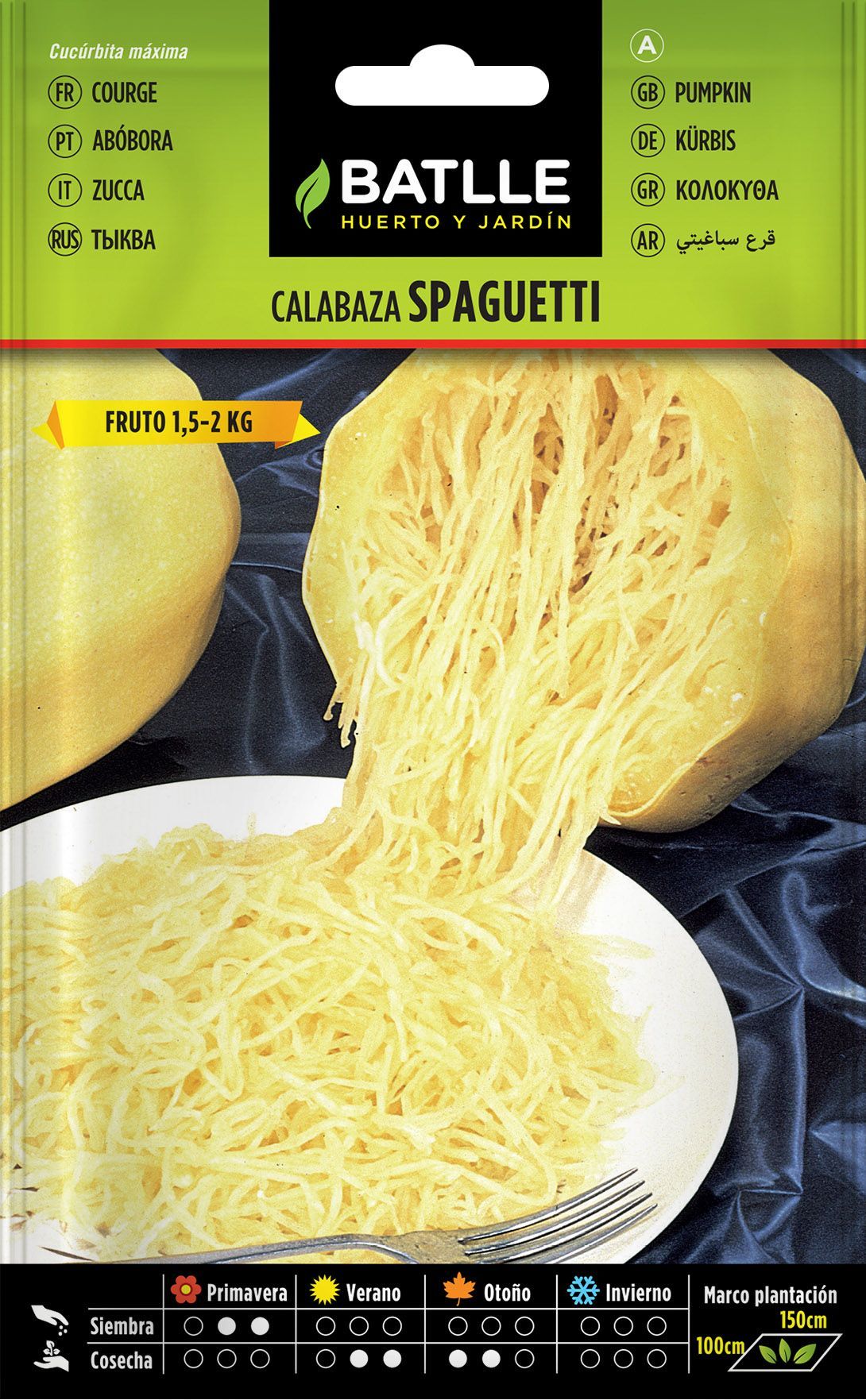 Semilla hortícola de calabaza spaghetti, abobora, cucurbita