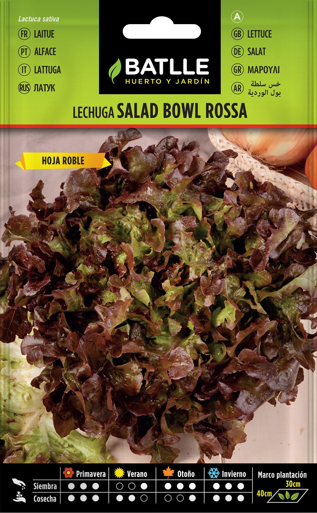 Semilla hortícola de lechuga bowl roja y rosa