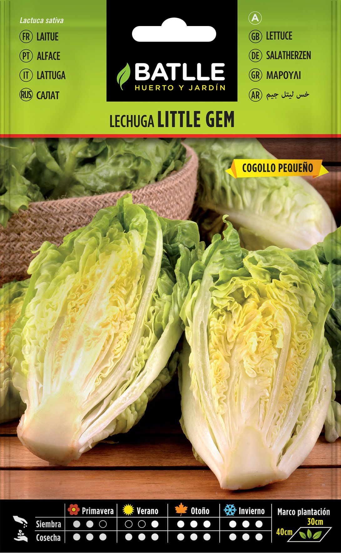 Semilla hortícola de lechuga little gem tipo cogollo, alface repolho pequeno