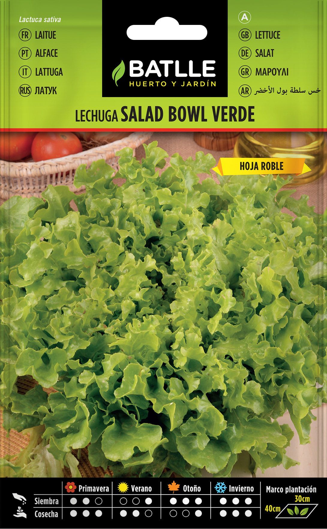 Semilla hortícola de lechuga salad bowl verde