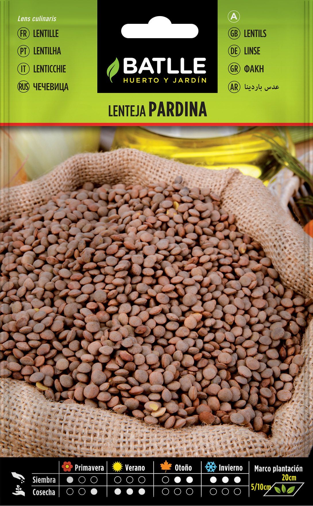 Semilla hortícola de lenteja pardina