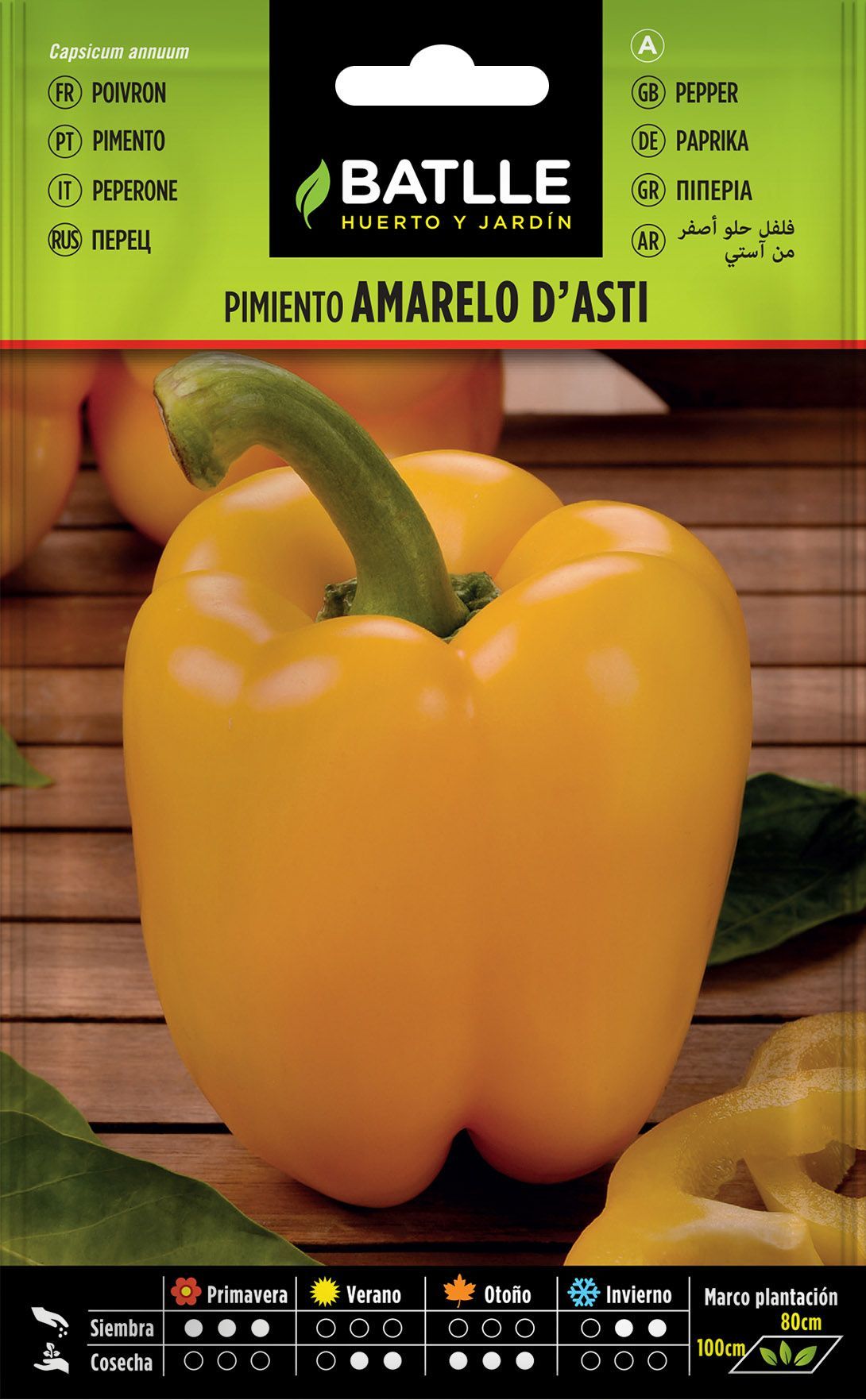 Semilla hortícola de pimiento amarillo d´asti, pimento amarelo, capsicum annuum