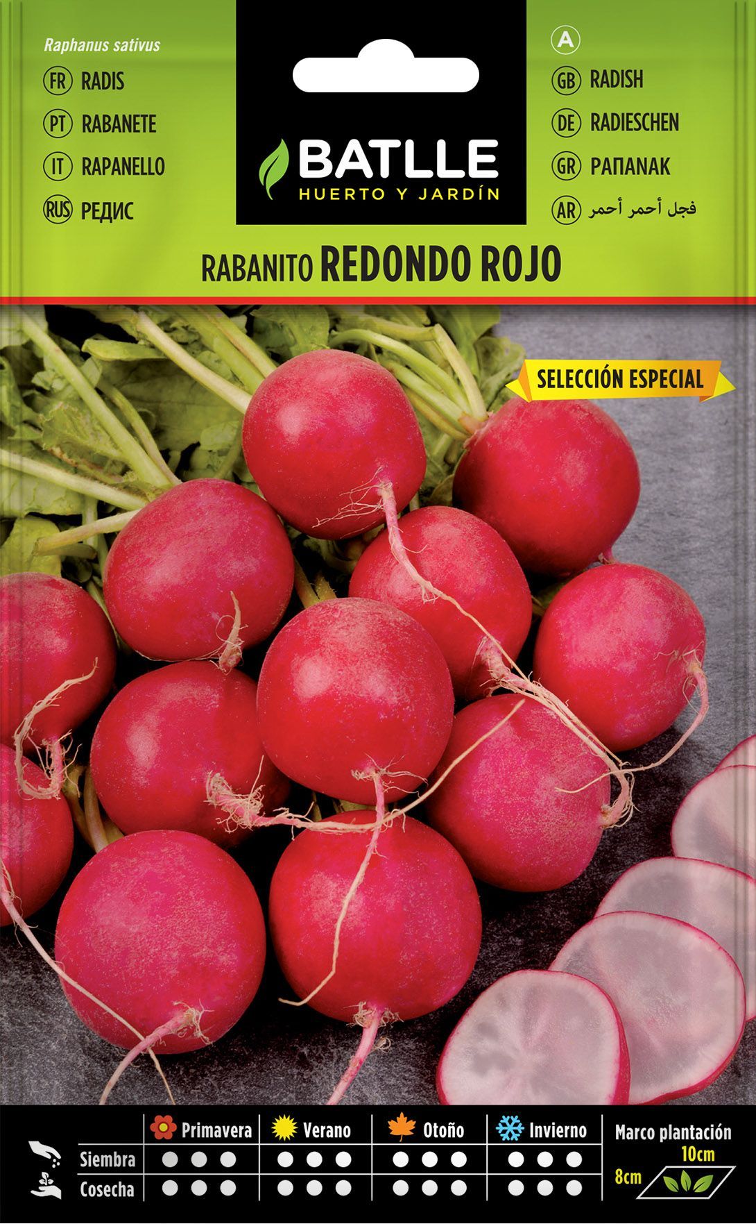 Semilla hortícola de rabanito redondo rojo sel. especial, rabanete, raphanus sativus