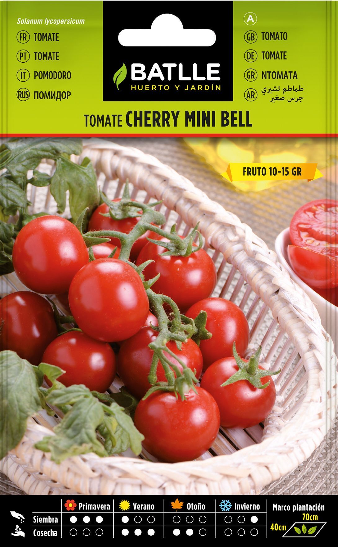 Semilla hortícola de tomate cherry mini bell, tomate cocktail tipo cherry