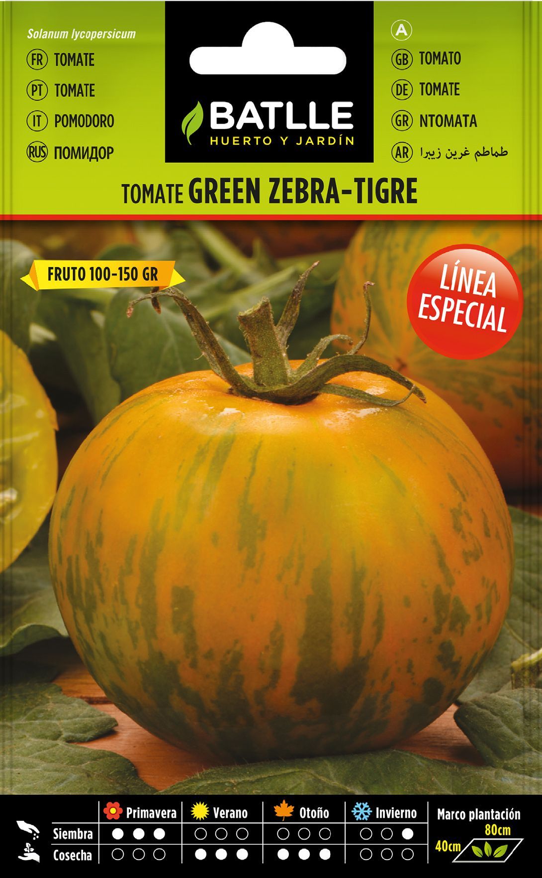 Semilla hortícola de tomate green zebra-tigre