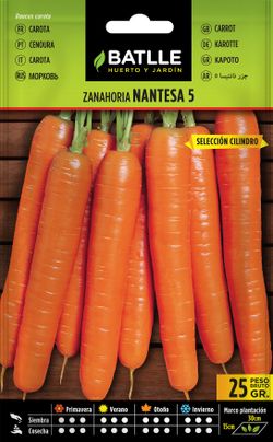 Semilla hortícola de zanahoria nantesa 5 sel. cilindro, cenoura, daucus carota