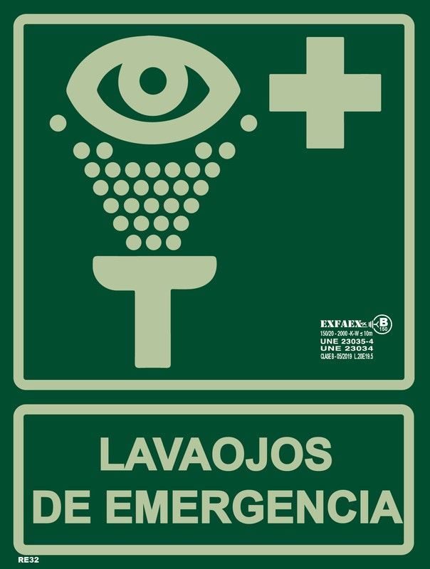 Señal de evacuación “Lavaojos de emergencia”-RE32