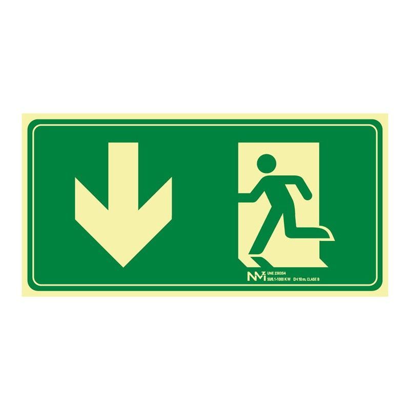 Señal Evacu. Flecha Abajo Pvc 0,7mm