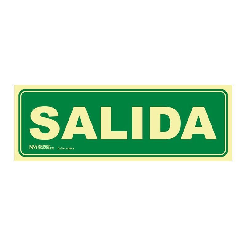 Señal Salida Pvc 1mm Clase A 105x300 Mm