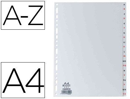 Separador alfabetico elba plastico 120 mc din a4 11 taladros a-z gris