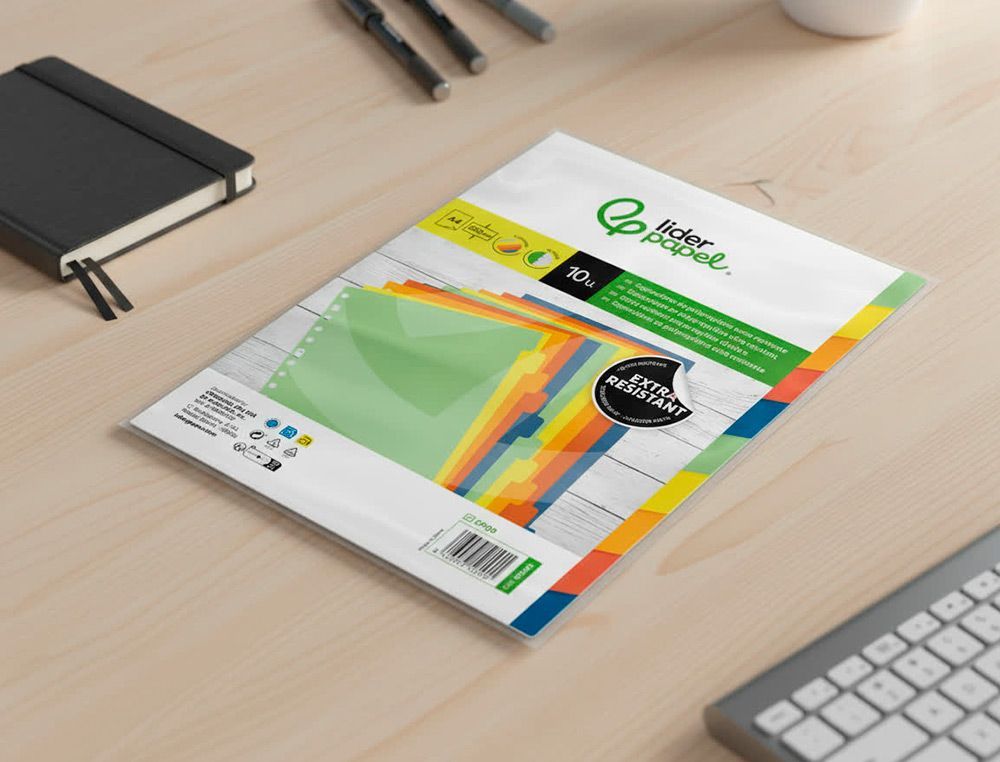 Separador liderpapel polipropileno juego de 10 separadores A4 multitaladro 500 micras