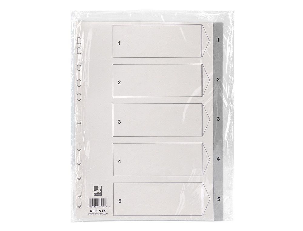 Separador numerico q-connect de plastico 1-5 (juego de 5 separadores din A4 multitaladro)