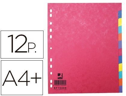 Separador Q-Connect Cartulina Brillo Juego de 12 Separadores Din A4+