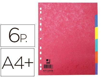 Separador Q-Connect Cartulina Brillo Juego de 6 Separadores Din A4+ Multitaladro