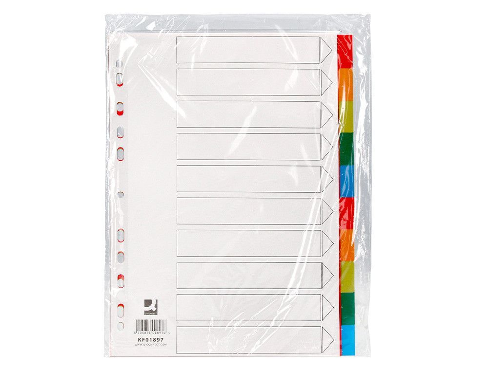 Separador q-connect plastico juego de 10 separadores din a4 multitaladro